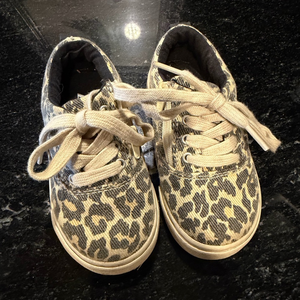 Zara Kids Leopard Print Lace-Up Sneakers - Cream & Gray